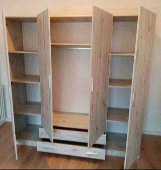 Armario modular madera color beige y marrón