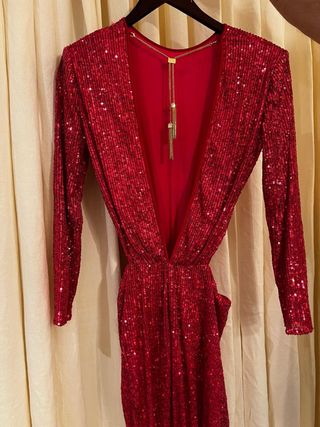 Vestido Elisabetta Franchi Lentejuelas Rosa Fucsia
