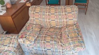 Sofá y sillón tela multicolor