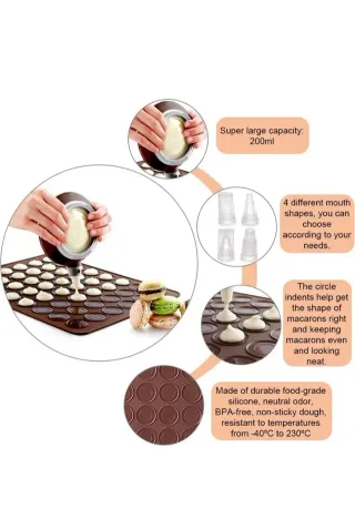 Molde Silicona Macarons + Manga Pastelera
