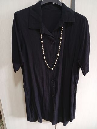 Camicia lunga donna con cintura perle