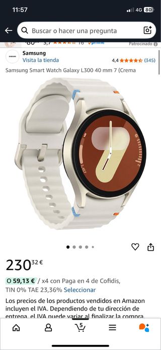 Samsung Galaxy Watch 7 Correa Verde.
Esfera 40mm