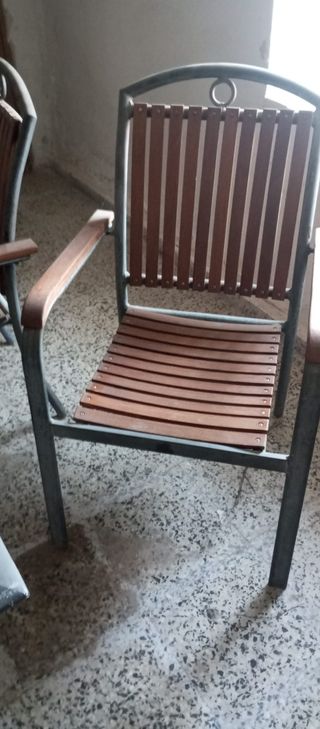 Mesa de jardín cristal y metal con 6 sillas