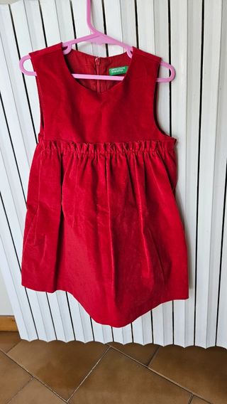 Vestito velluto rosso bambina 4-5 anni