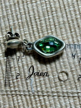 Pendientes Uno de 50 Cristal Verde y Plata