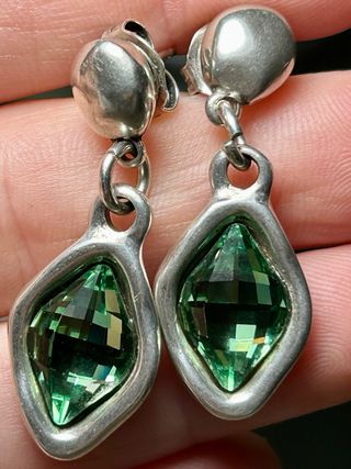 Pendientes Uno de 50 Cristal Verde y Plata