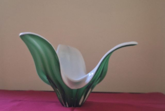 Centro de Mesa Cristal Vintage Verde y Blanco