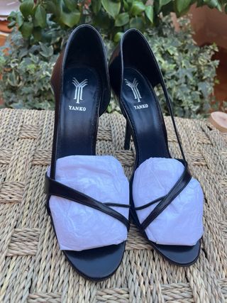 Sandalias de fiesta tacón piel negras