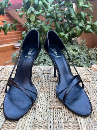 Sandalias de fiesta tacón piel negras