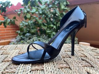 Sandalias de fiesta tacón piel negras