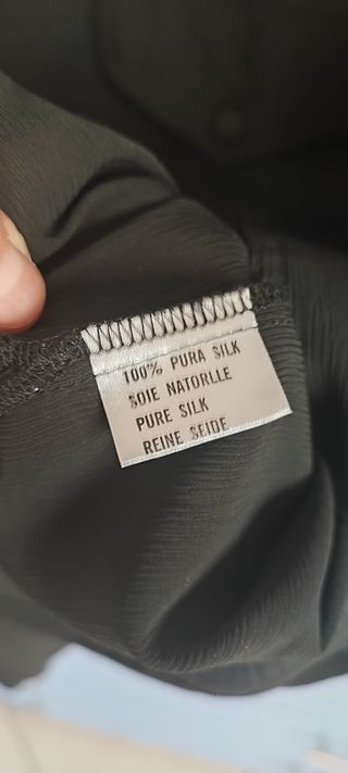 Camicia Pura Seta Donna Manica Corta Nera XL