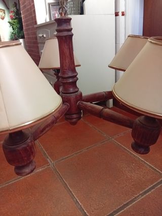 Lámpara de techo madera 6 tulipas
