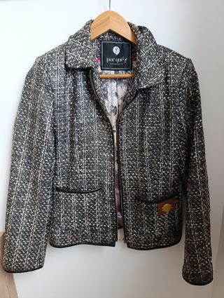 Blazer Por qué? tweed gris y negro