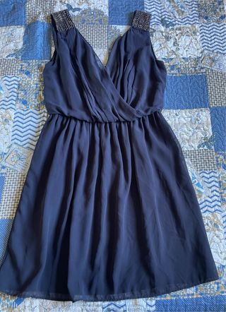 Vestido ZARA azul marino con pedrería