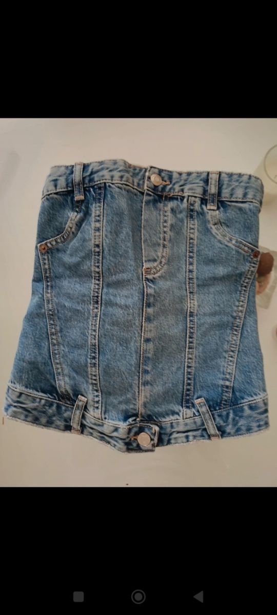 Top corto elástico azul