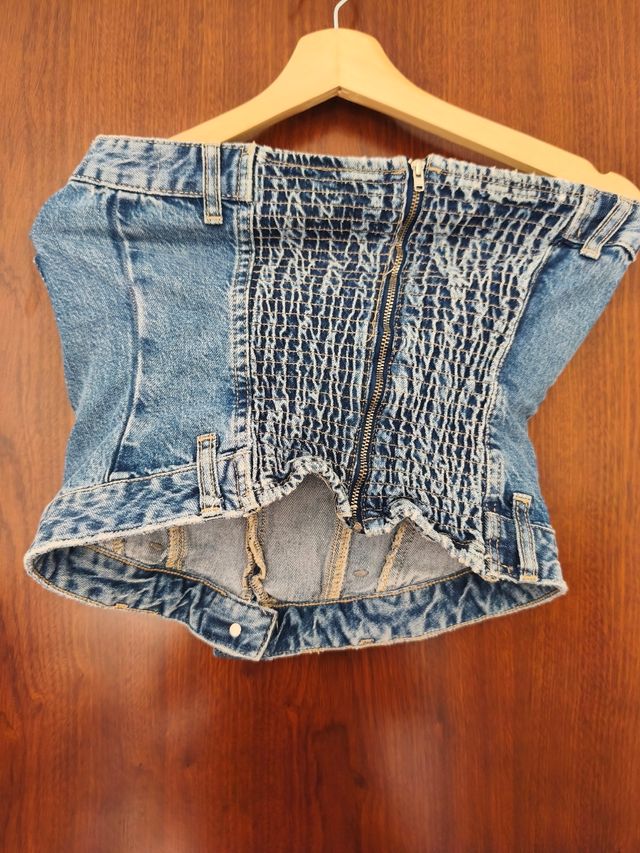 Top corto elástico azul