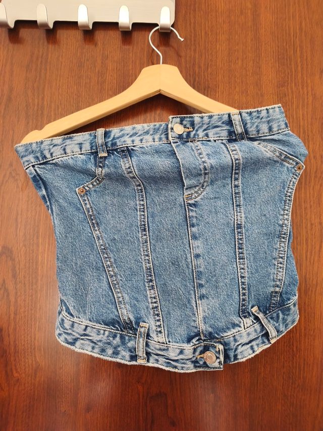 Top corto elástico azul