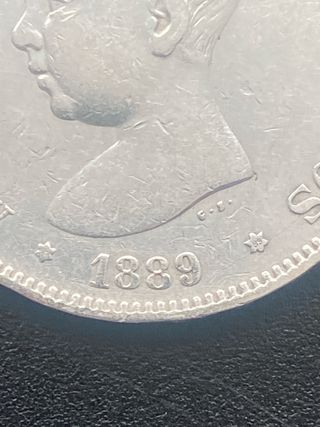 Moneda plata 5  pesetas 1889 MPM Estrellas visible