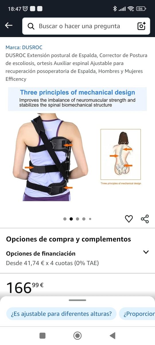 Corrector postural negro y azul