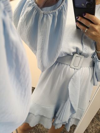 Vestido azul manga larga