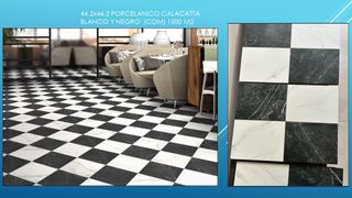 Porcelánico Calacatta Blanco y Negro Mate 44x44