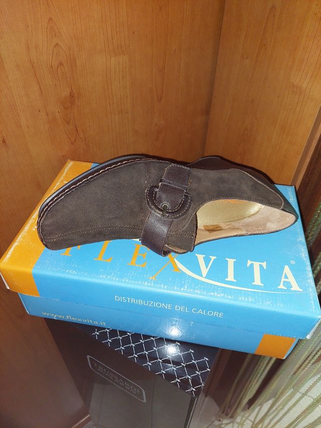 Scarpe donna Flexx camoscio marrone con zeppa