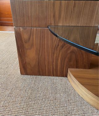 Mesa de centro redonda cristal y madera