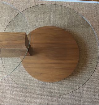 Mesa de centro redonda cristal y madera