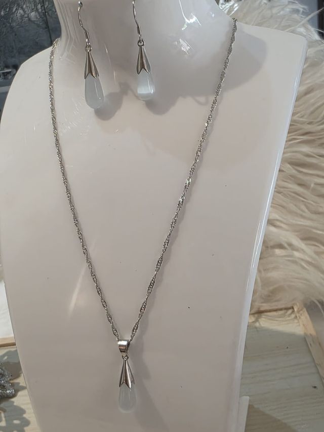 Conjunto Prata com Pingente e Brincos