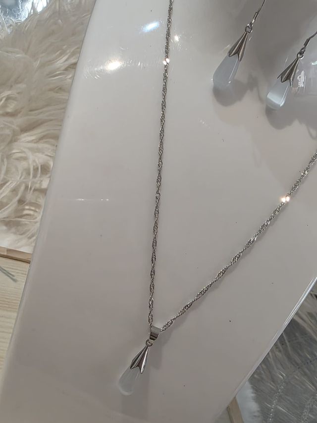 Conjunto Prata com Pingente e Brincos