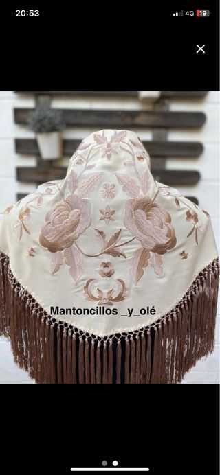 Mantoncillo Flamenca Bordado Beige y camel 