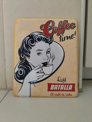 Placa Decorativa Metálica Coffee Time