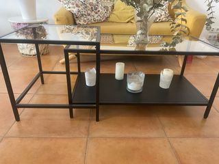 Mesa centro cristal negra Ikea