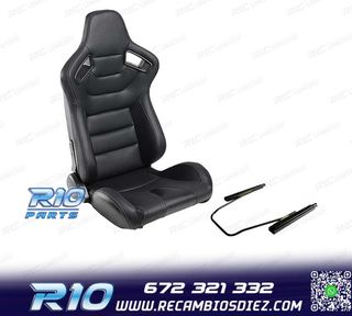 KIT ASIENTO DEPORTIVO SEMI BAQUET ESTILO RS CUERO NEGRO