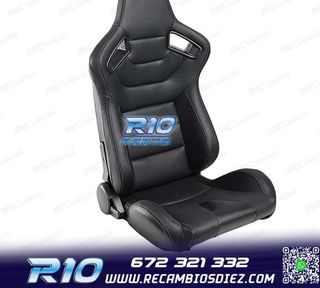 KIT ASIENTO DEPORTIVO SEMI BAQUET ESTILO RS CUERO NEGRO