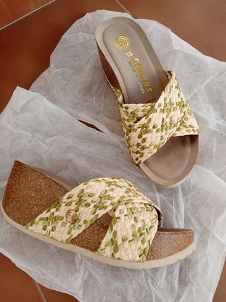 Sandalias Geniuns Talla 35 Beige/Verde