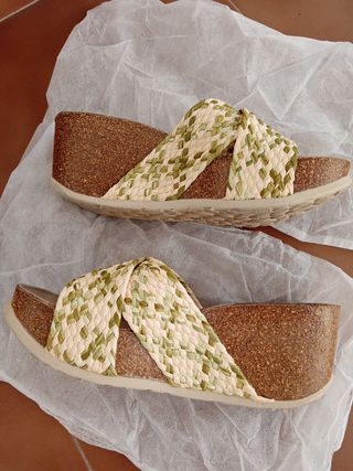 Sandalias Geniuns Talla 35 Beige/Verde