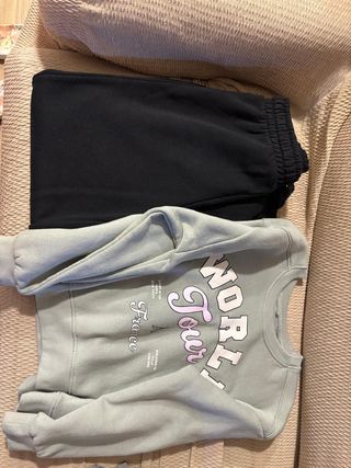 Conjunto chándal niña negro y verde