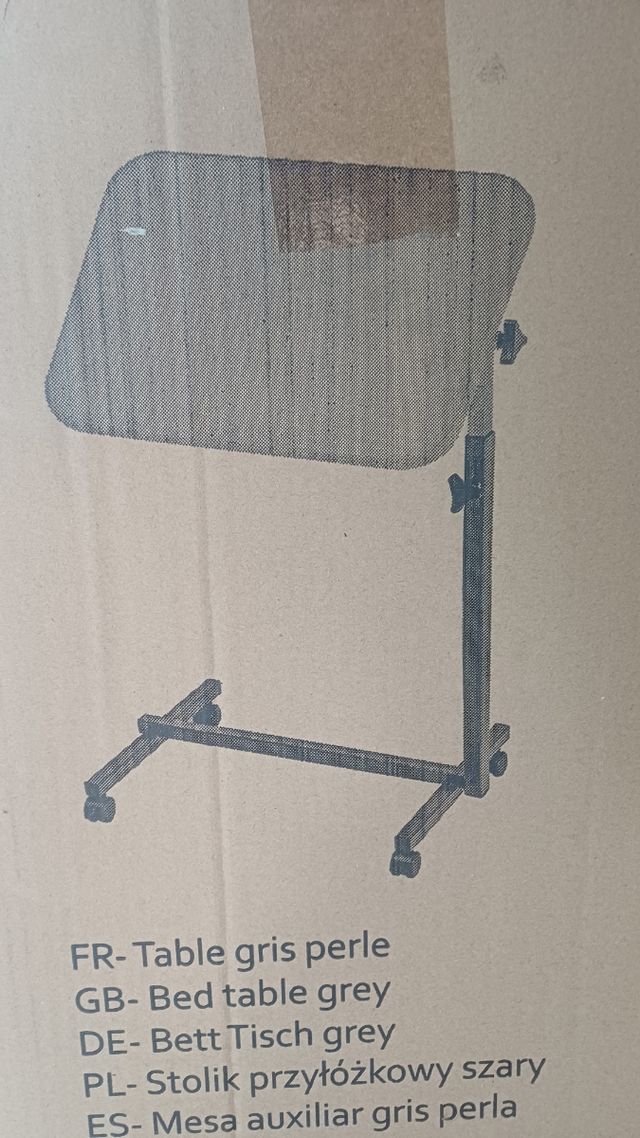 Mesa auxiliar gris con ruedas