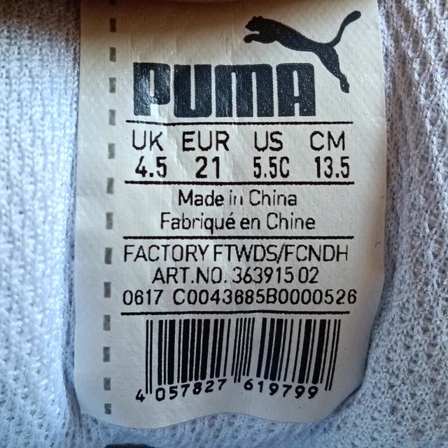 Scarpe Puma bimbo/a tg 21 bianche