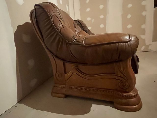 2 Butacas Piel y Madera Roble