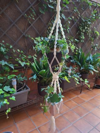 Portamacetas macramé colgante