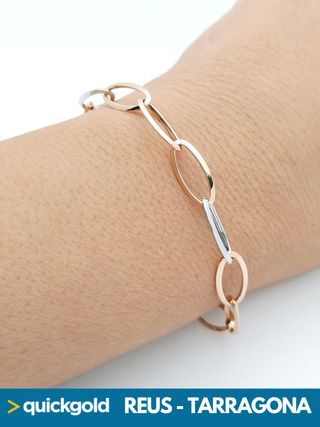 040-05-00418 PULSERA ORO DE 18K  OVALADOS 18.8CM