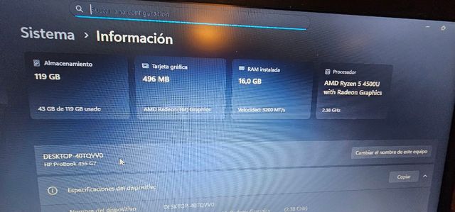 HP ProBook 455 G7 Plata