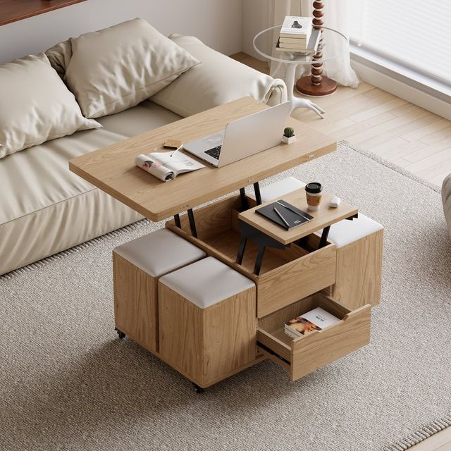 Moderna mesa de centro natural multifuncional