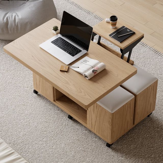 Moderna mesa de centro natural multifuncional