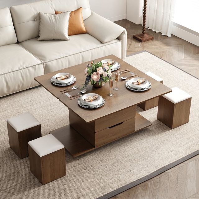 Moderna mesa de centro natural multifuncional