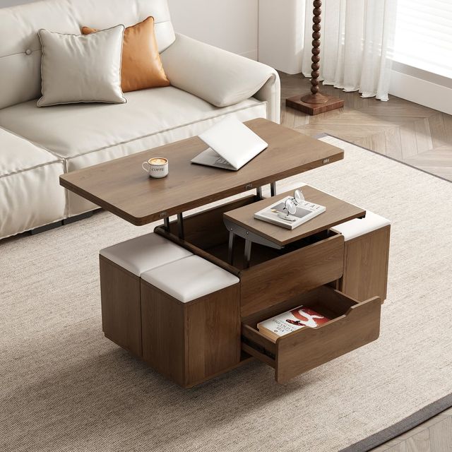 Moderna mesa de centro natural multifuncional