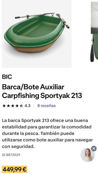 Barca Auxiliar Carpfishing Sportyak 213