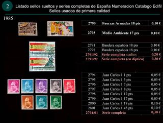 Sellos Año 1985 completo y sueltos Usados España